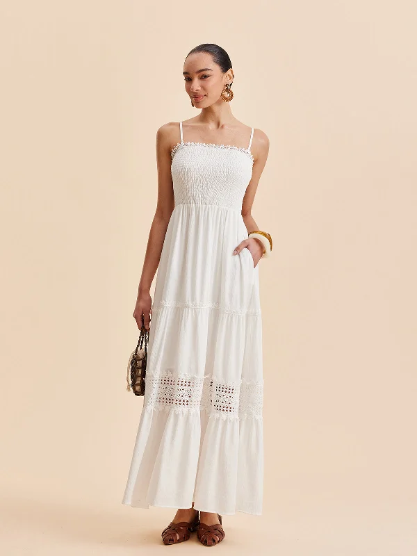 Embroidered Casual Dresses with Intricate Designs​ Smocked Cami Dress