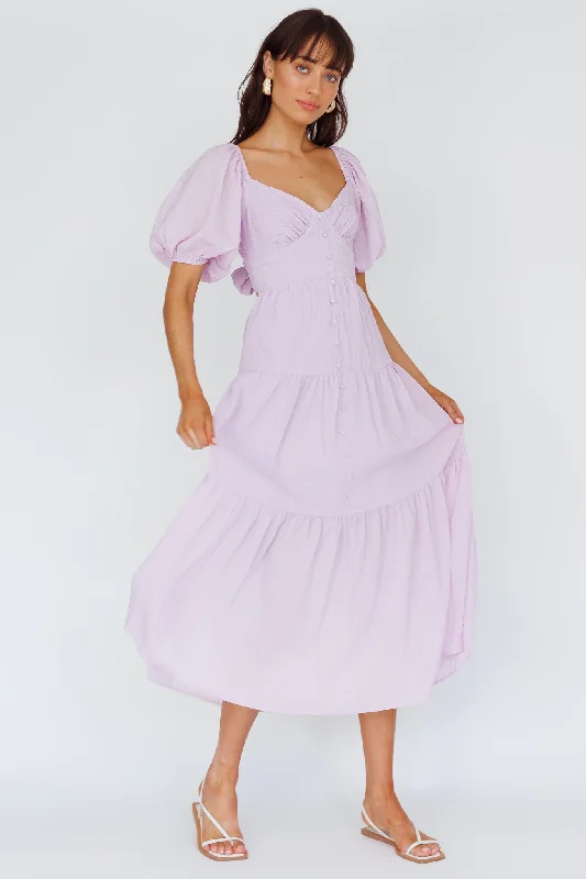 Garden Party Casual Dresses with Floral Motifs​ Royce Bow Back Midi Dress Lilac