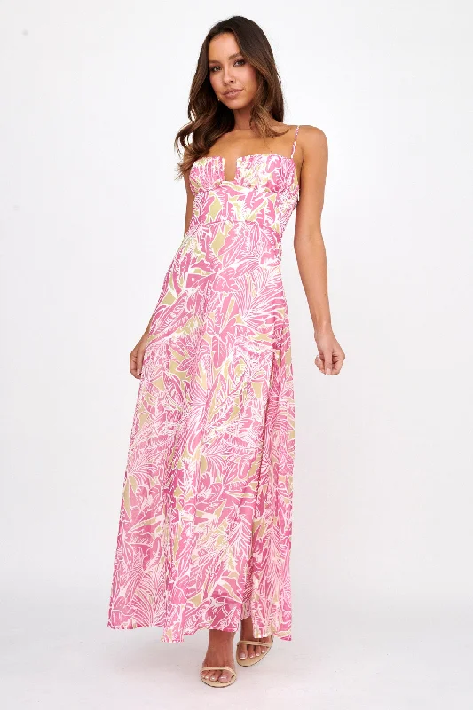 Modal Casual Dresses in Smooth Textures​ Kindred Love Gathered Bust Maxi Dress Pink