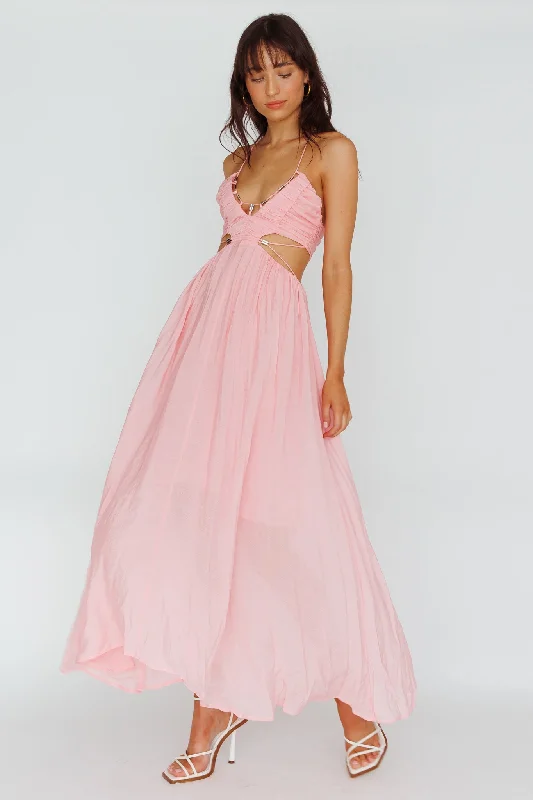 Beach Casual Dresses with a Breezy Design​ Tenyl Open Back Strappy Midi Dress Blush
