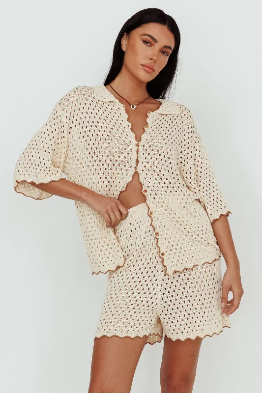 Fair Isle - Patterned Casual Dresses for a Festive Look​ Just A Hunch Button Crochet Shirt Nutmeg/Shell