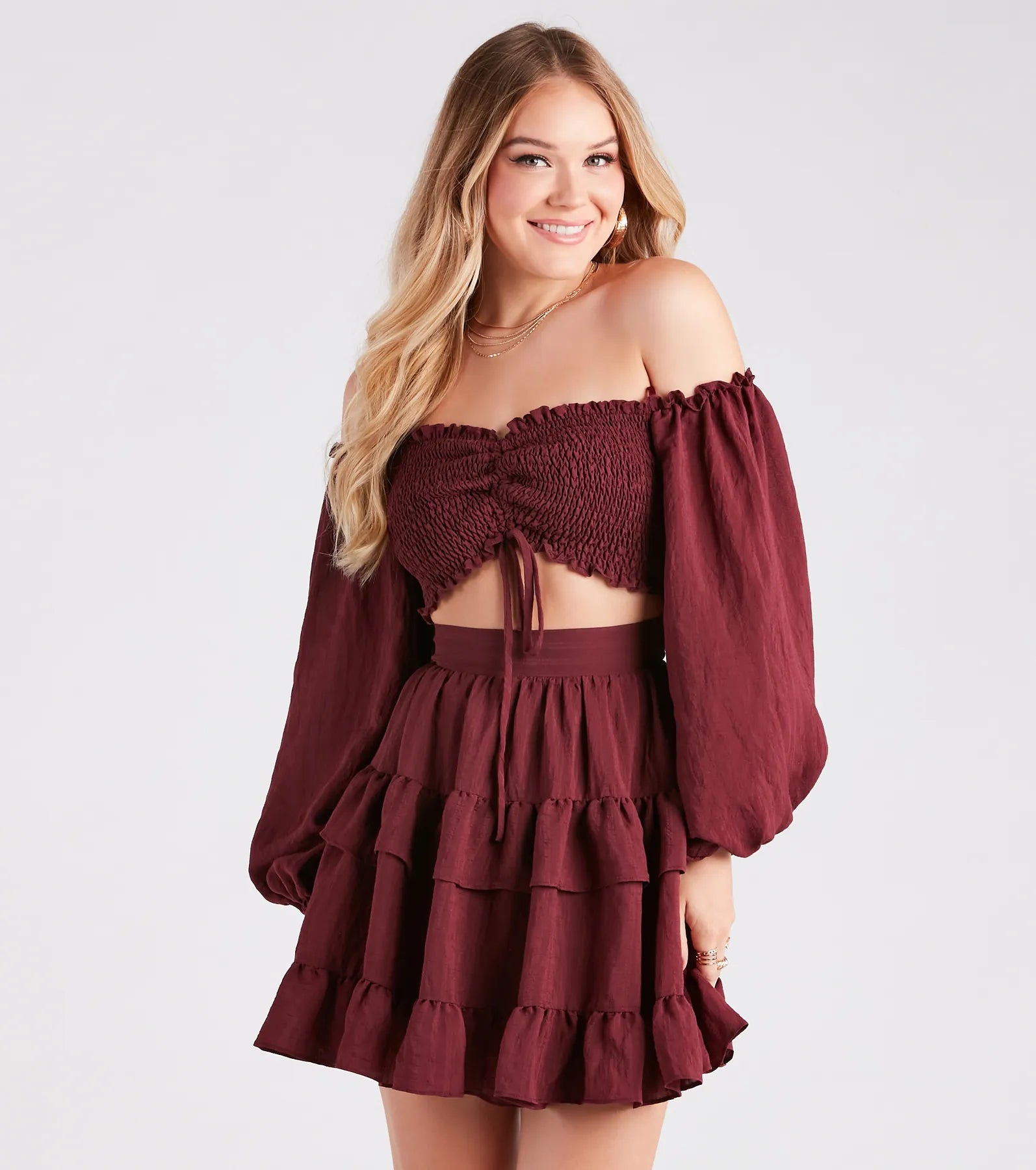 Argyle - Printed Casual Dresses in Pastel Hues​ So Sweet Ruffled Cutout Skater Dress