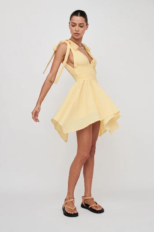 Neon - Colored Casual Dresses for a Trendy Look​ Lido Tied Shoulder Shirred Romper Lemon