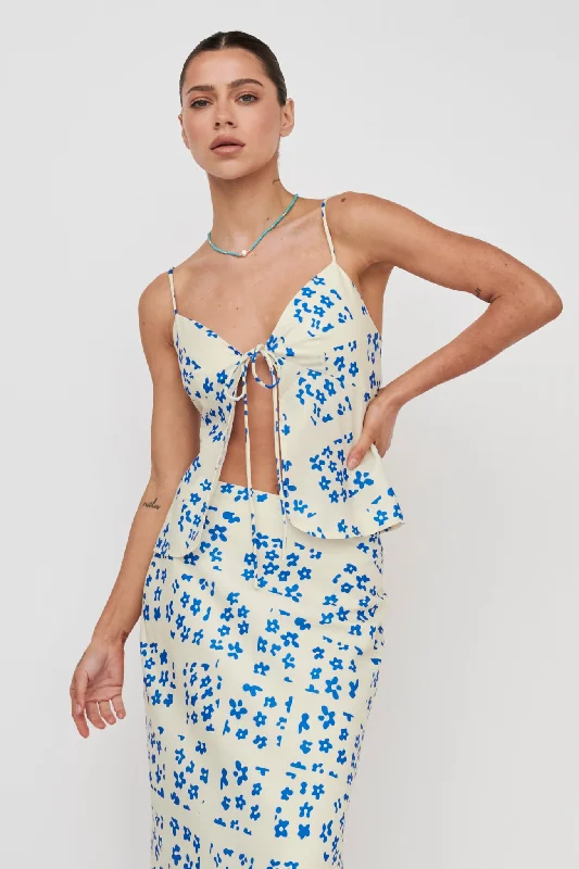 Tie - Dye Casual Dresses for a Retro Style​ Heart & Soul Tie Front Top Floral Cream