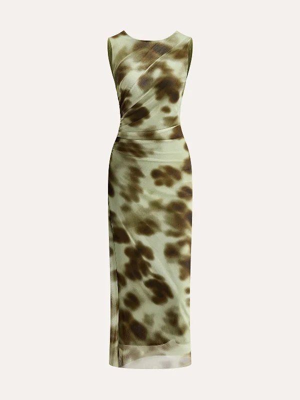 Argyle - Printed Casual Dresses in Pastel Hues​ Boho Print Mesh Dress