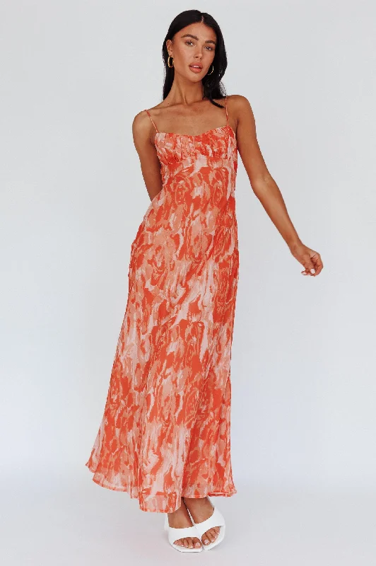Dry - Clean - Only Casual Dresses for Delicate Fabrics Nerida Twist Back Maxi Dress Swirl Orange Dry - Clean - Only Casual Dresses for Delicate Fabrics Nerida Twist Back Maxi Dress Swirl Orange
