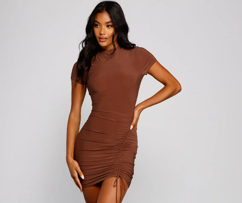 Velvet Casual Dresses for a Luxurious Look​ Own That Ruched Tie Bodycon Dress
