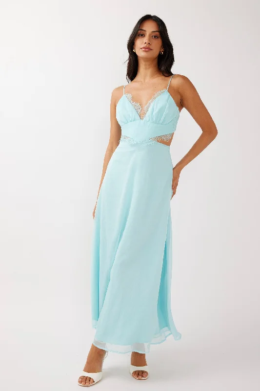 Neon - Colored Casual Dresses for a Trendy Look​ More Love Lace Trim Cut-Out Midi Dress Mint
