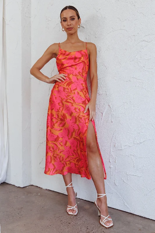 Crochet Casual Dresses for a Handmade Appeal​ Suki Front Split Midi Dress Lily Pink