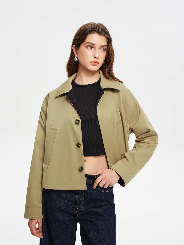 Drawstring - Waist Casual Dresses for Adjustable Tightness​ Contrast Belt Button Trench Coat