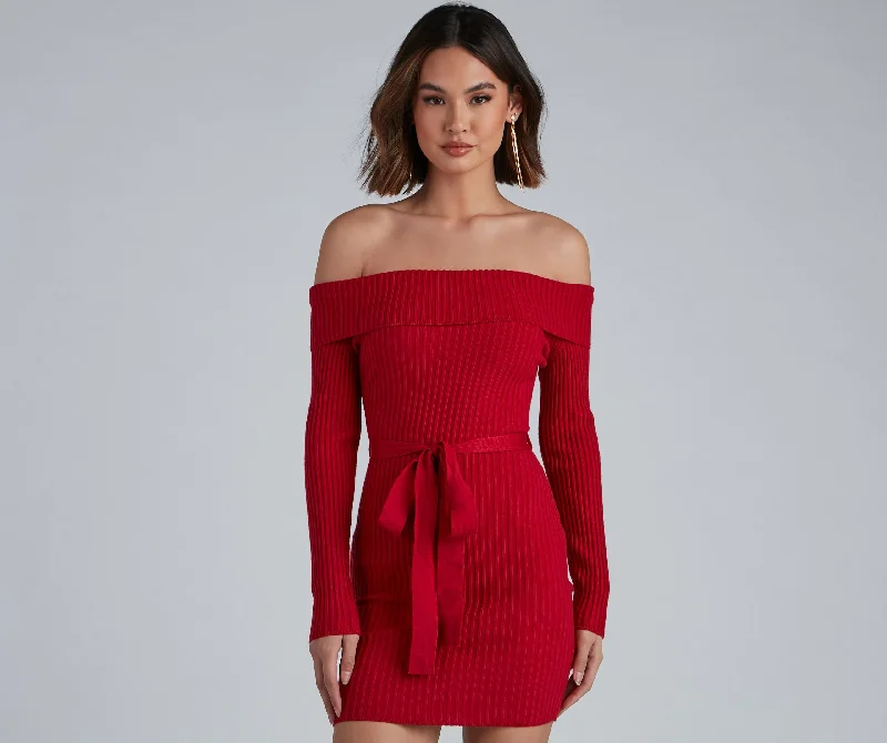 Hypoallergenic Casual Dresses for Sensitive Skin​ Wrap Me In Glam Ribbed Mini Dress