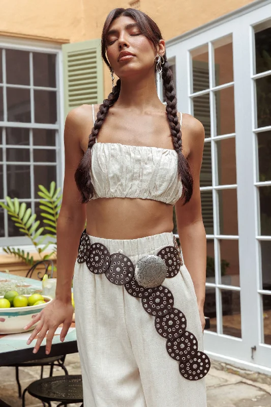Sequined Casual Dresses for Special Occasions​ Bondi Gathered Crop Top Oat