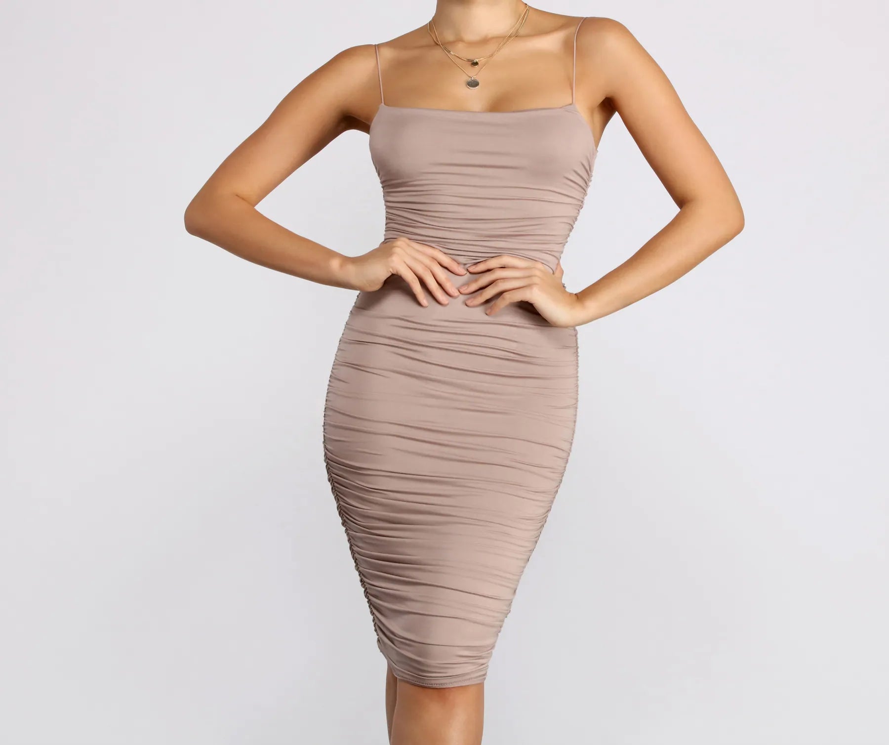 Organic Cotton Casual Dresses for a Natural Choice​ Friday Night Ruched Midi Dress