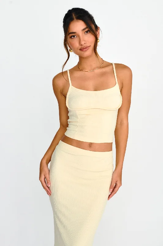 Summer - Appropriate Casual Dresses in Lightweight Materials​ Strike A Pose Ribbed Crop Top Cream