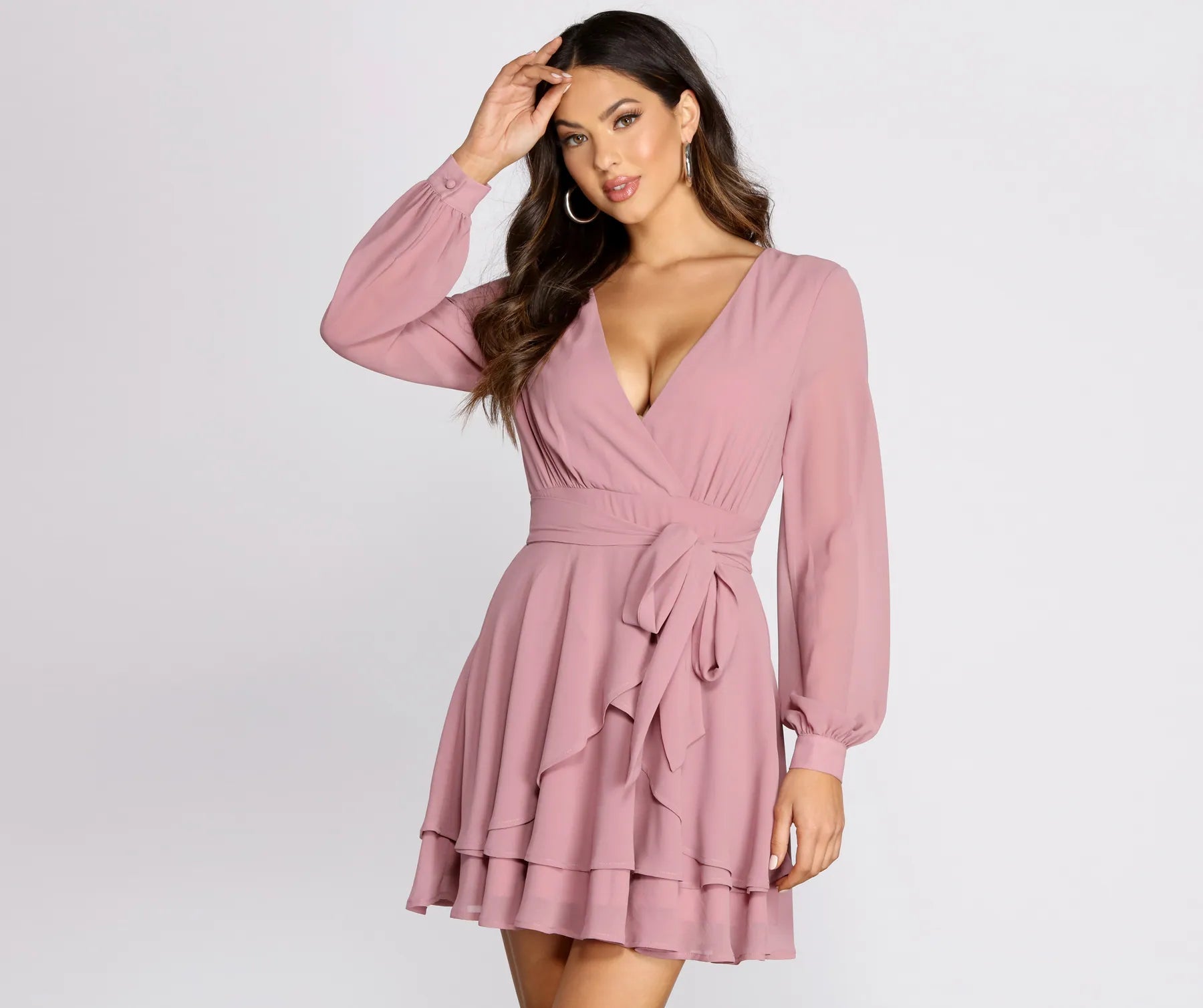 Pleated Casual Dresses for a Structured Look​ Radiating Ruffles Chiffon Dress