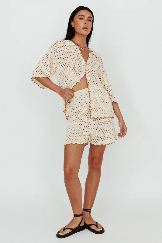 Hat - Friendly Casual Dresses for Outdoor Outfits​ Just A Hunch Crochet Shorts Nutmeg/Shell
