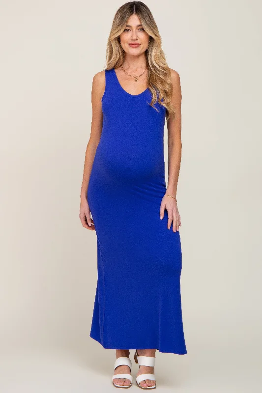 Home - Wear Casual Dresses for Comfort at Home​ Royal Sleeveless Maternity Maxi Dress