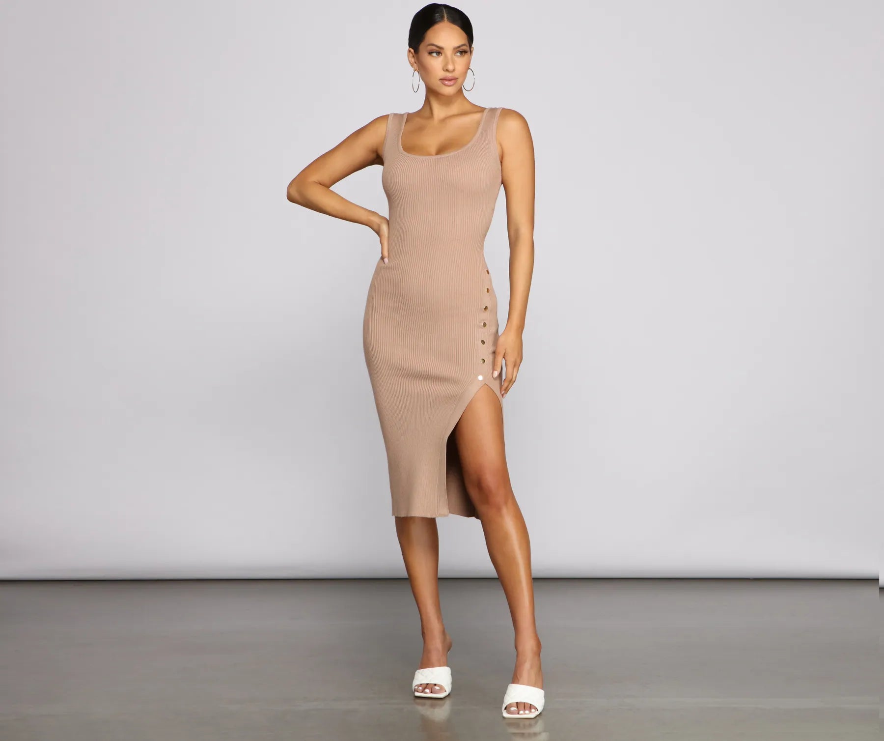 Machine - Washable Casual Dresses for Hassle - Free Care​ The One Ribbed Knit Midi Dress