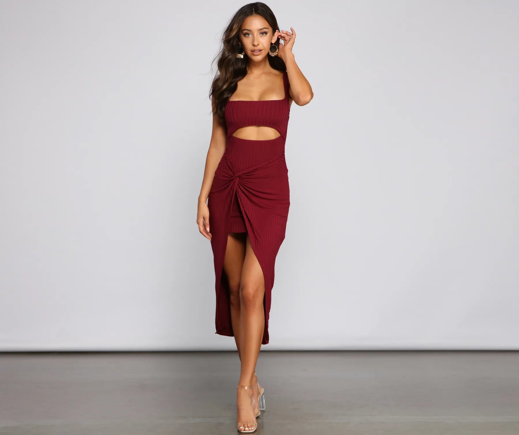 Machine - Washable Casual Dresses for Hassle - Free Care​ Keeping Knit Chic Cutout Midi Dress