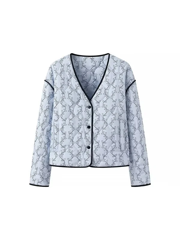 Layered Casual Dresses for a Stylish Ensemble​ Contrast Trim Printed Button Winter Coat