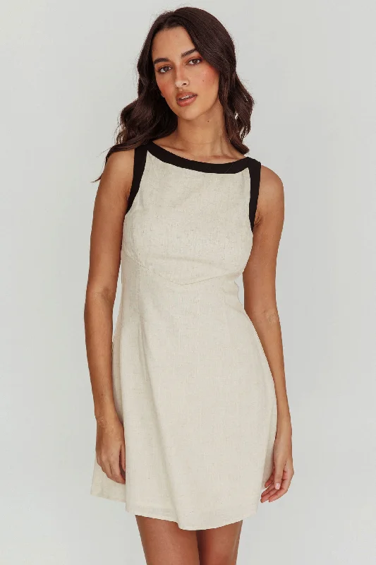 Upcycled Casual Dresses for an Eco - Conscious Choice​ Loving Me Sleeveless A-line Mini Dress Oat