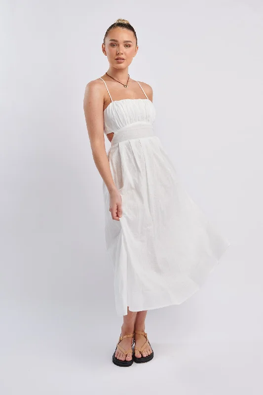 Tie - Waist Casual Dresses for Adjustable Fit​ June Sun Tied Back Midi Dress White