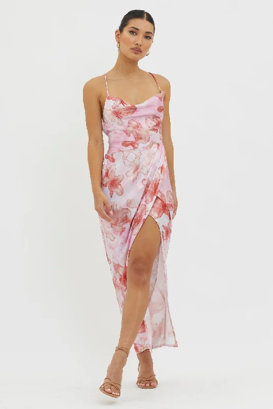 Denim Casual Dresses for a Casual and Durable Option​ Erryn Tied Back Split Midi Dress Pink