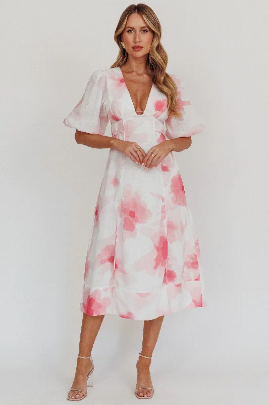 Brand - Specific Casual Dresses from Popular Labels​ Elias Puff Sleeve Midi Dress Blush