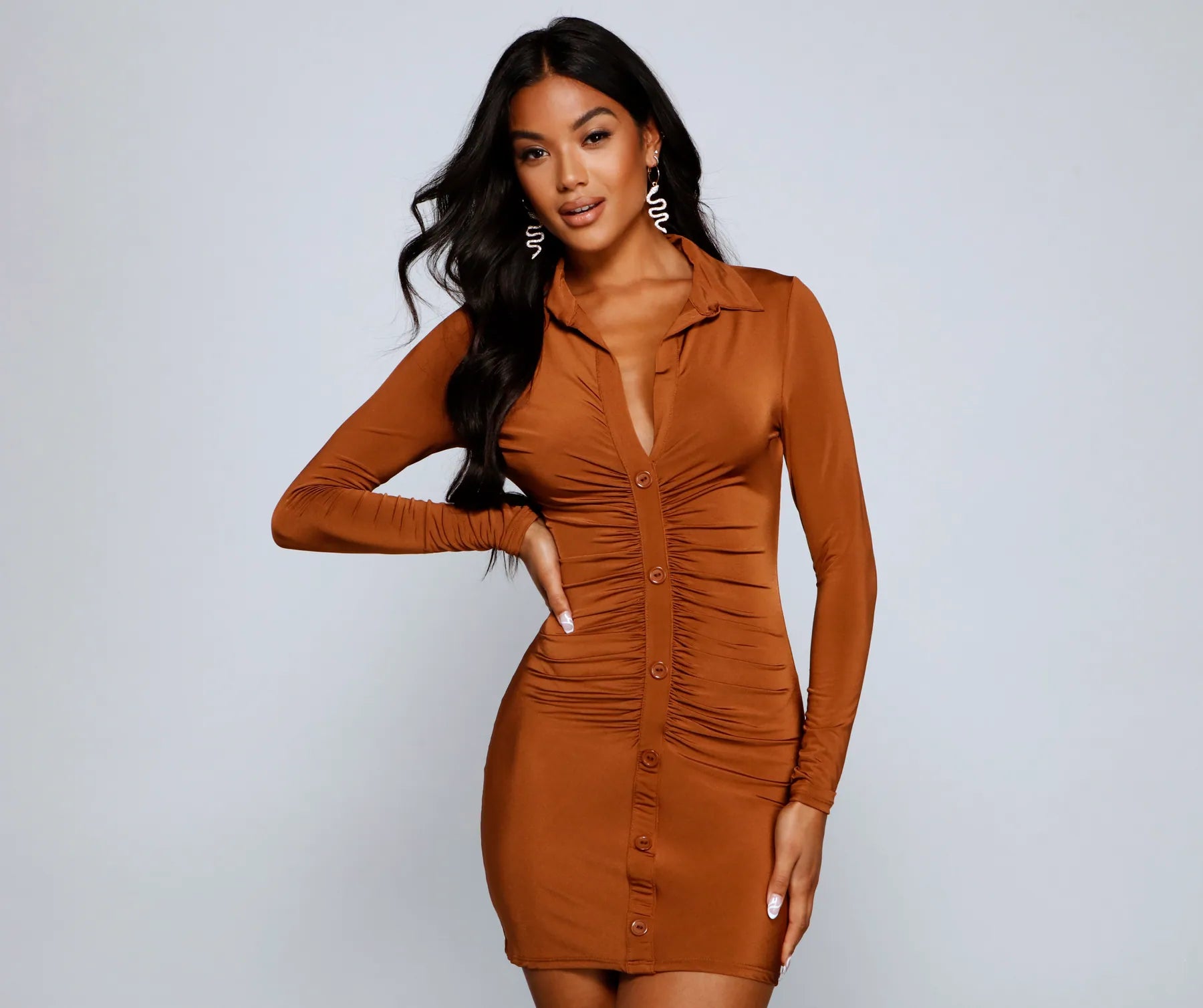 Picnic - Ready Casual Dresses in Bright Colors​ Classically Chic Button Up Mini Dress