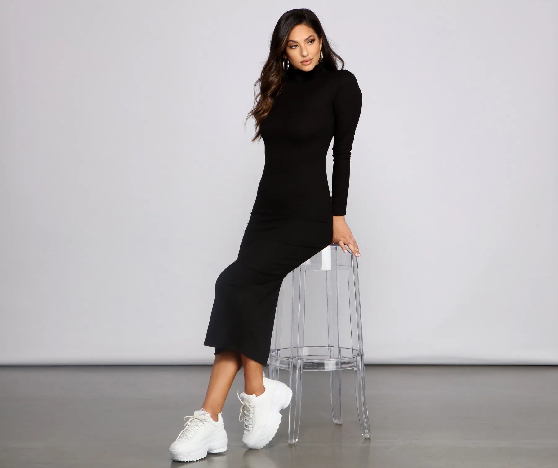 Layered Casual Dresses for a Stylish Ensemble​ Basic Mood Ribbed Knit Maxi Dress