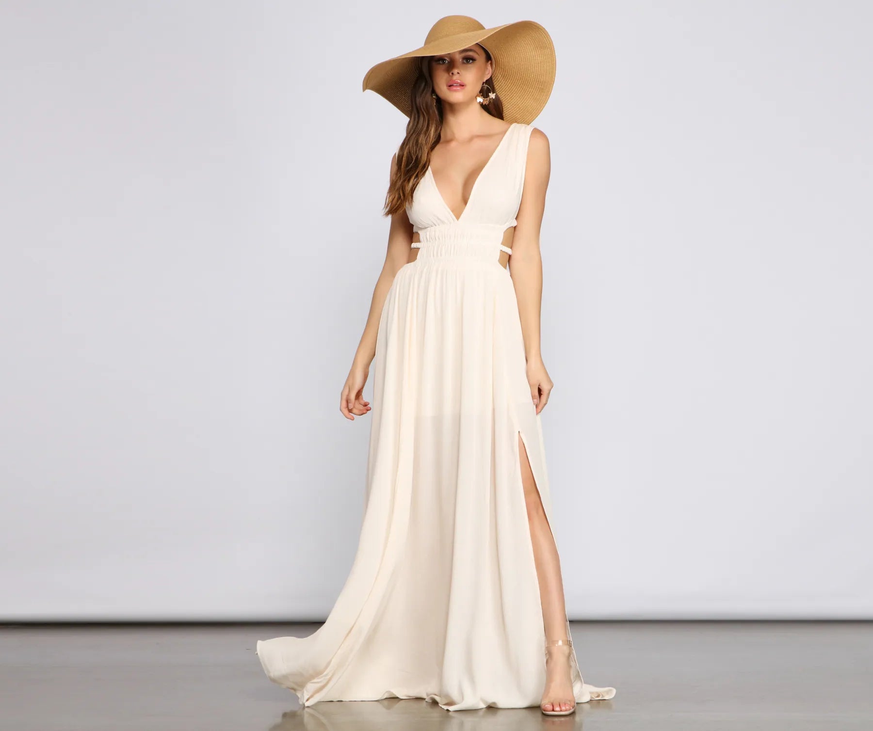 Pleated Casual Dresses for a Structured Look​ Style Icon Gauze Cutout Maxi Dress