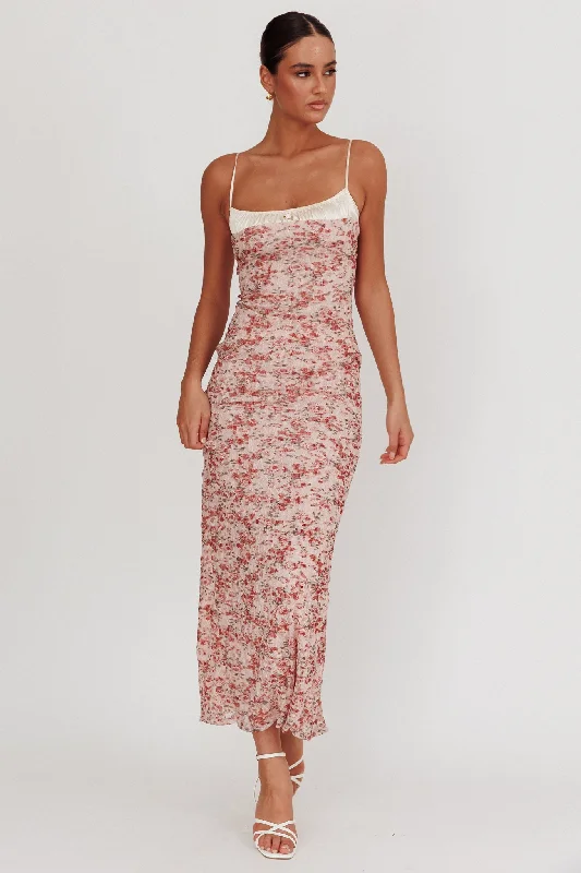 Short - Sleeve Casual Dresses with Printed Graphics​ I'm Blushing Floral Lace Maxi Dress Rose
