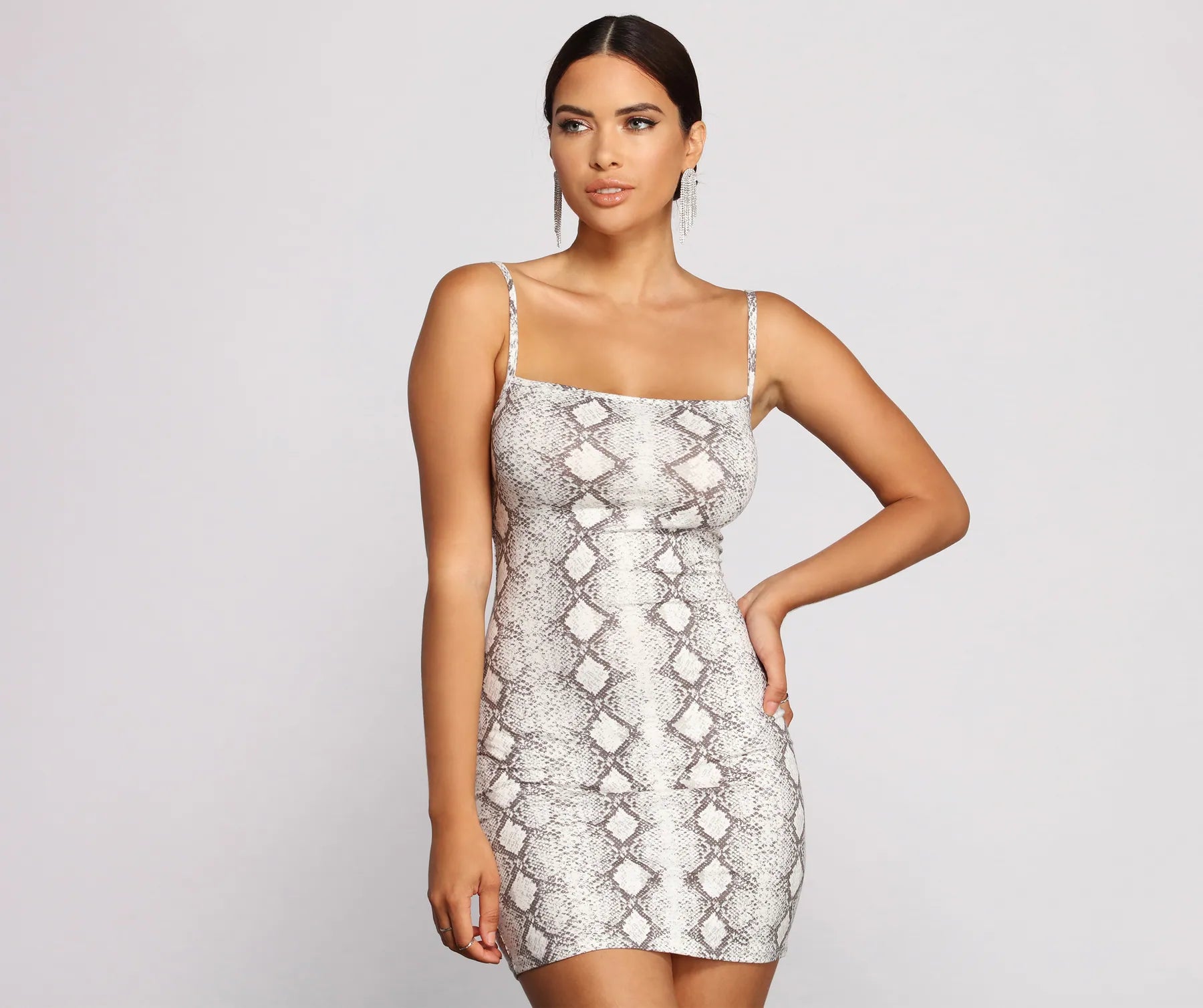 Zip - Front Casual Dresses for Easy On and Off​ Viper Vixen Snake Print Mini Dress