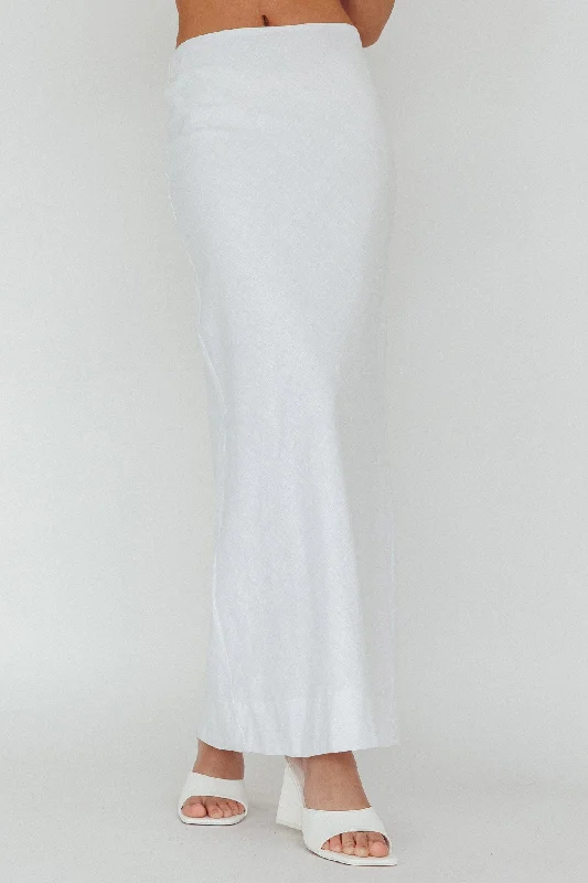 Solid Color Casual Dresses in Earth Tones​ Philomena Midi Skirt White
