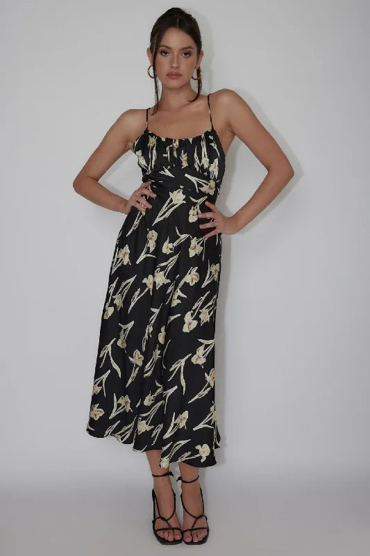 Zip - Front Casual Dresses for Easy On and Off​ Linka Cami Strap Midi Dress Orchid Black