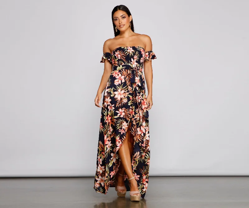 Sequined Casual Dresses for Special Occasions​ Tropical Sunsets Maxi Dress