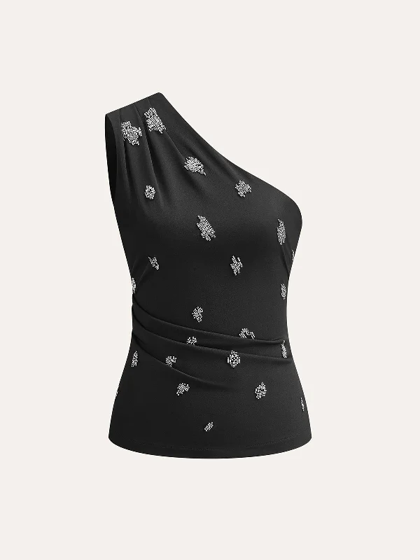 Celebrity - Inspired Casual Dresses for a Fashionable Look​ One-Shoulder Embellished Top