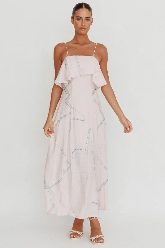 Two - Piece Casual Dresses for a Modular Look​ Cressida Line Ruffle Maxi Dress Pink