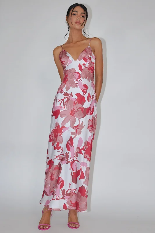 Embroidered Casual Dresses with Intricate Designs​ Egypt Cami Strap Maxi Dress Print Pink