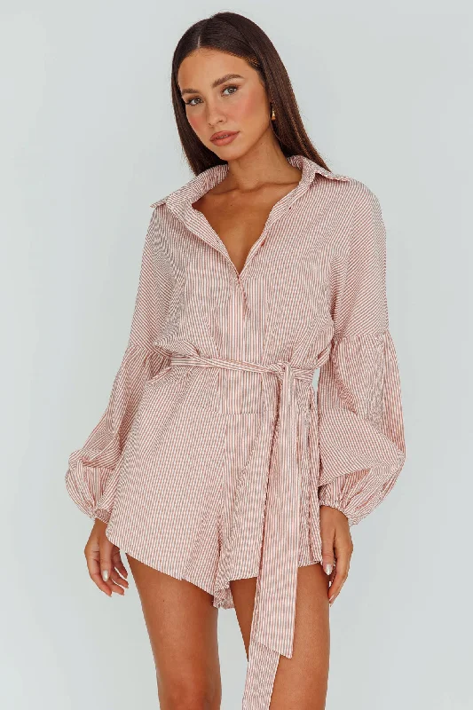 Short - Sleeve Casual Dresses with Printed Graphics​ Daytona Beach Long Sleeve Shirt Romper Terracotta Stripe