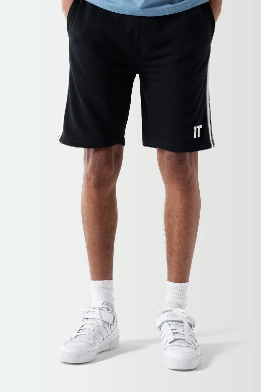 Colour Block Taped Sweat Shorts Skinny Fit - Black / White