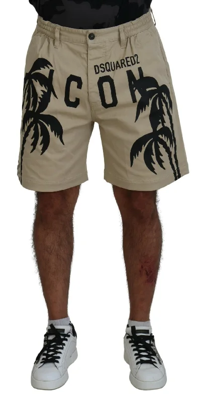 Dsqua²  Cotton Logo Printed Above Knee Men's Shorts