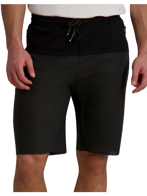 Mens Mixed Media Nylon Cargo Shorts