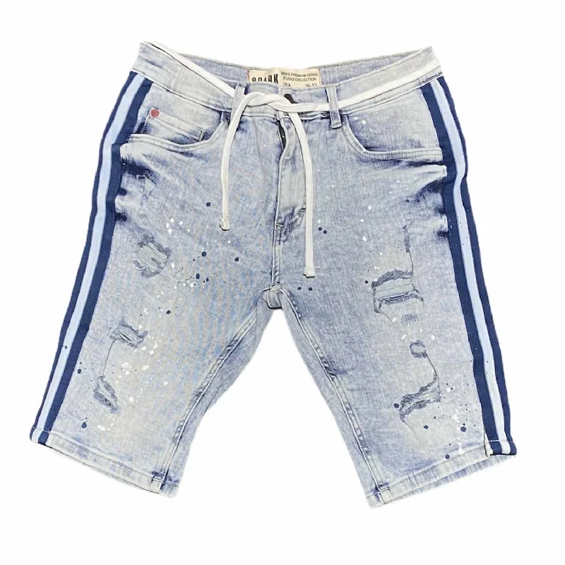 Men's Splatter Tape Shorts In Ice Blue