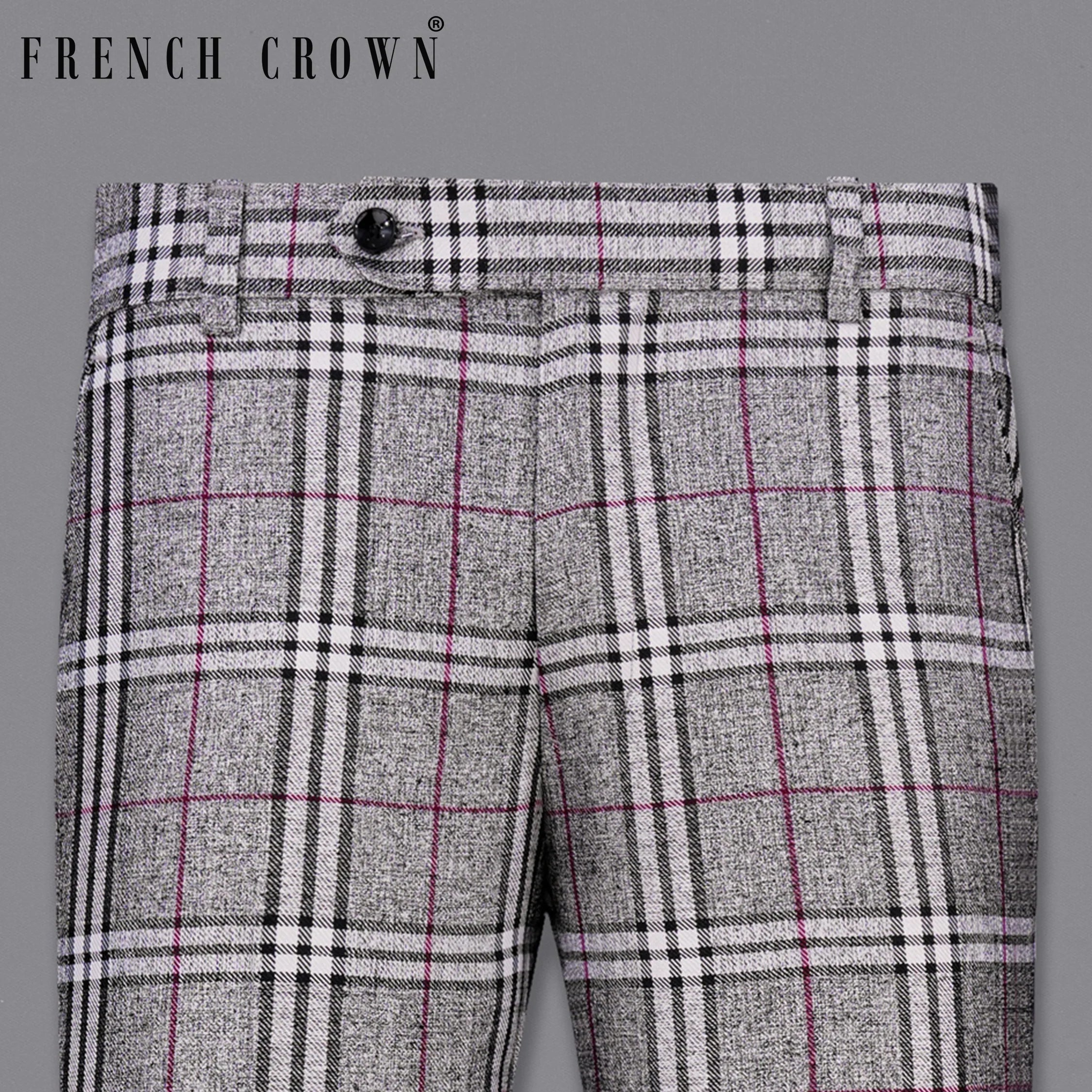 Women's pants with anti - odor properties Amethyst Gray with Black Plaid Pant