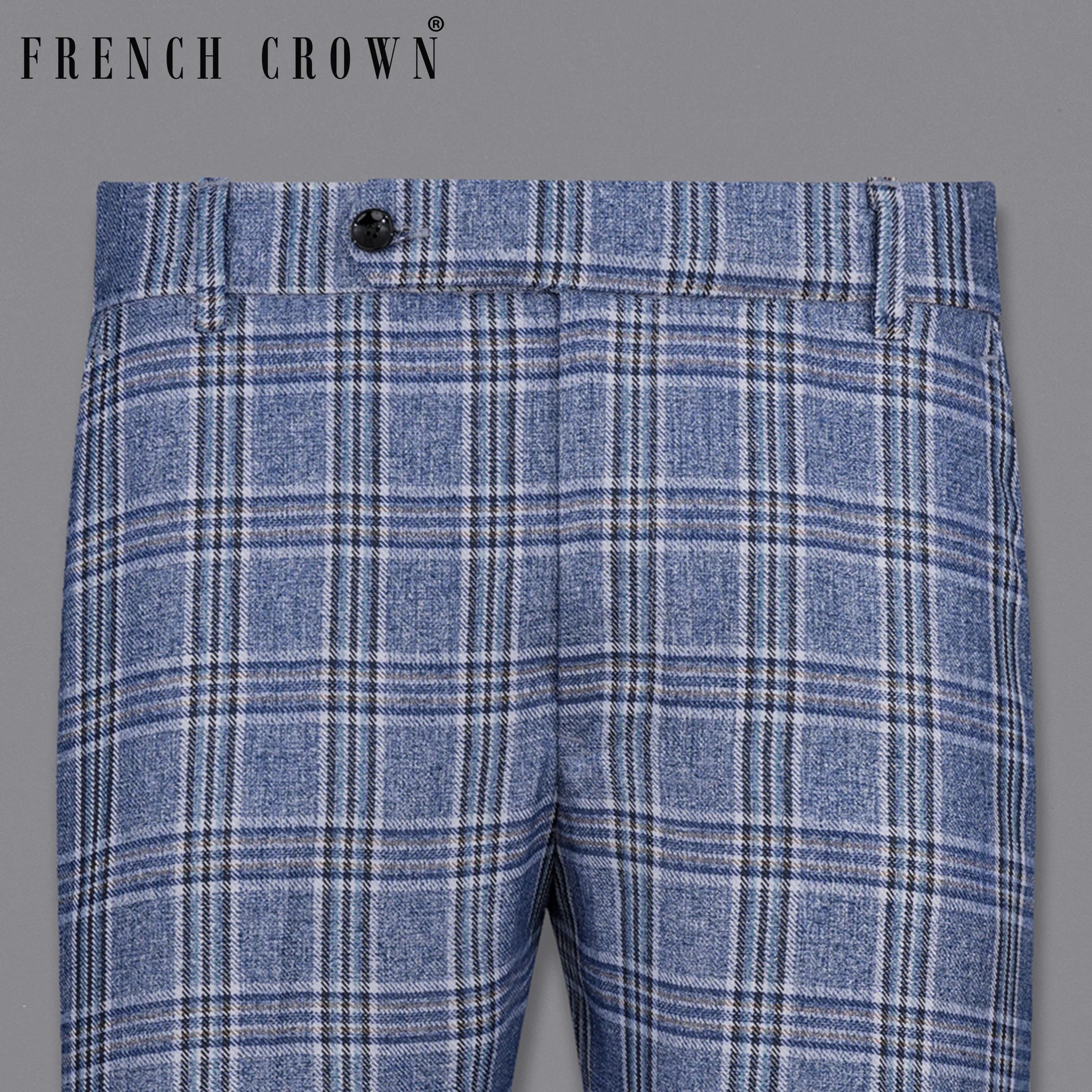 Women's elastic - waist lounge pants Bayoux Blue Plaid Pant