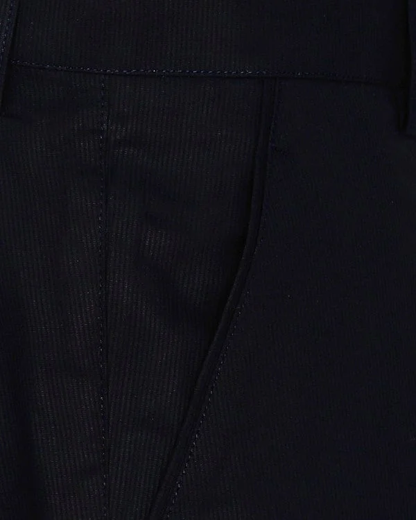 Women's discounted work pants Black Stripe Textured Regular fit Cotton Pant