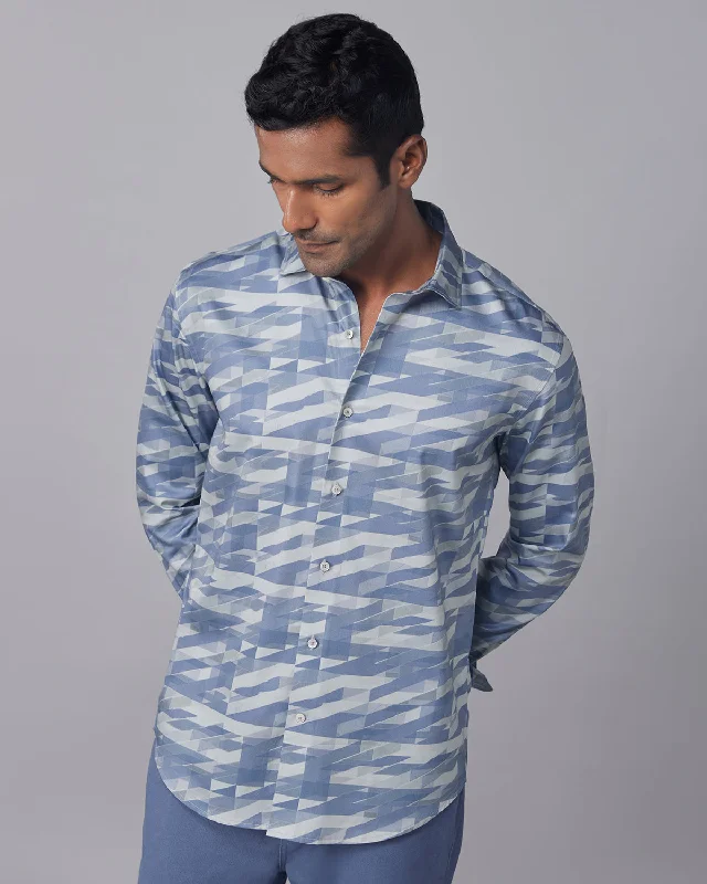 Geometric Printed Shirt - Light Blue