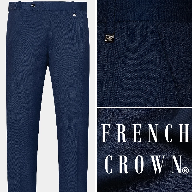 Women's pants for travel Cloud Burst Blue Wool Rich Pant
