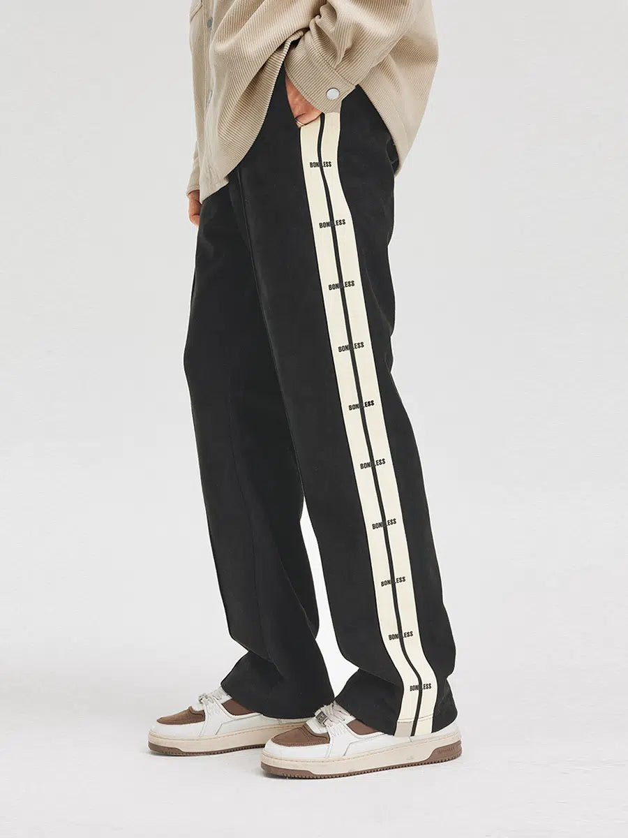 Women's pants for beach parties Contrast Side Logo Suede Casual Pants